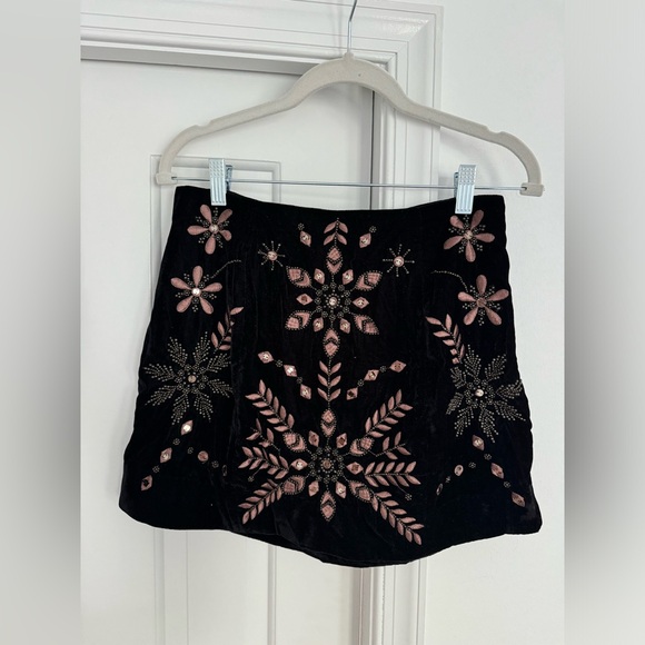Free People Bright Lights Embroidered Velvet Mini Skirt - Picture 3 of 6